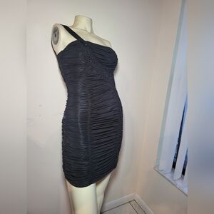 GRASS collection Size L one shoulder bodycon little BLACK dress